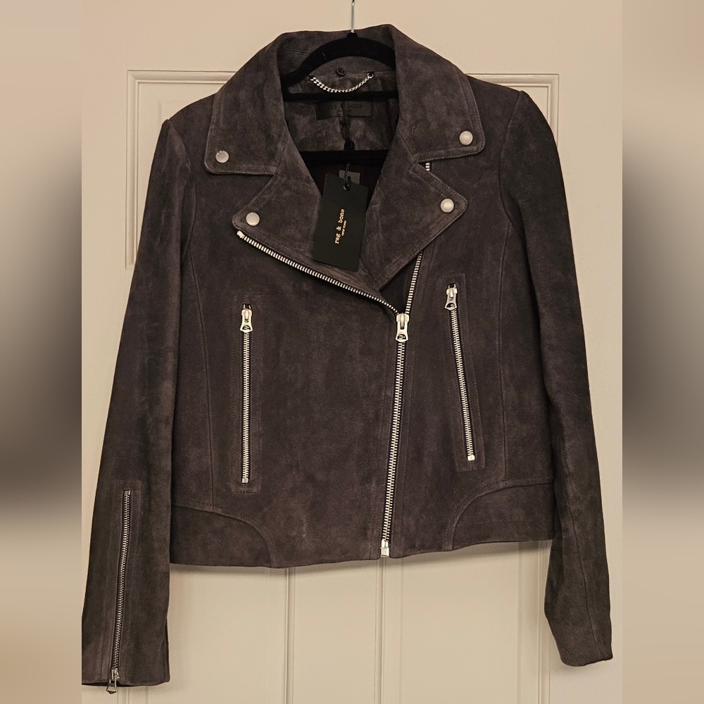 Rag & Bone Women's Suede Biker Jacket - Gray
